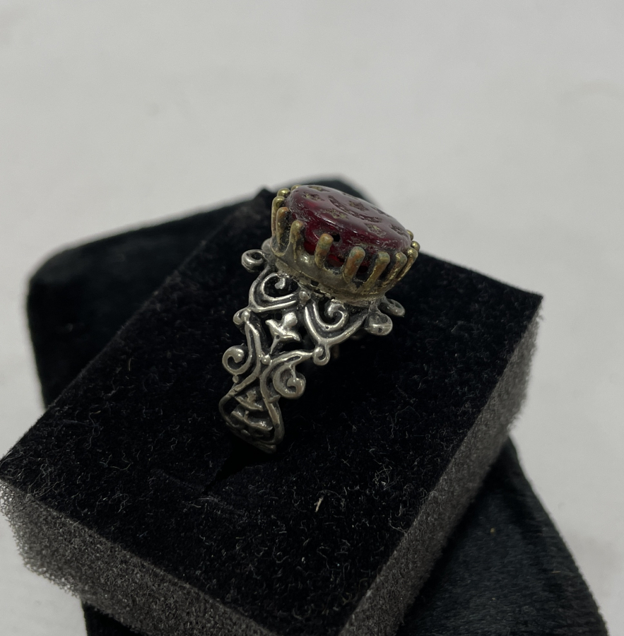 ÜZERİ AY YILDIZLI ÖZEL YAPIM GÜMÜŞ YÜZÜK