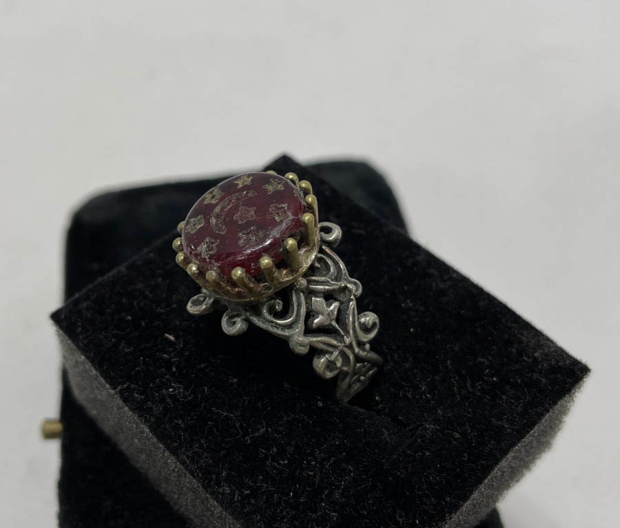 ÜZERİ AY YILDIZLI ÖZEL YAPIM GÜMÜŞ YÜZÜK