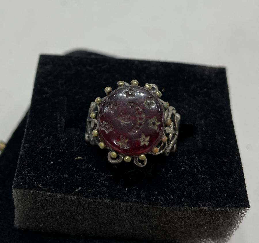 ÜZERİ AY YILDIZLI ÖZEL YAPIM GÜMÜŞ YÜZÜK