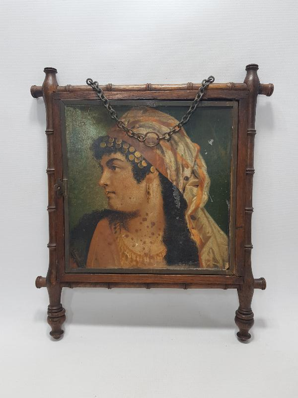 OSMANLI DÖNEMİ KADIN RESİMLERİYLE SÜSLÜ AHŞAP AYNA