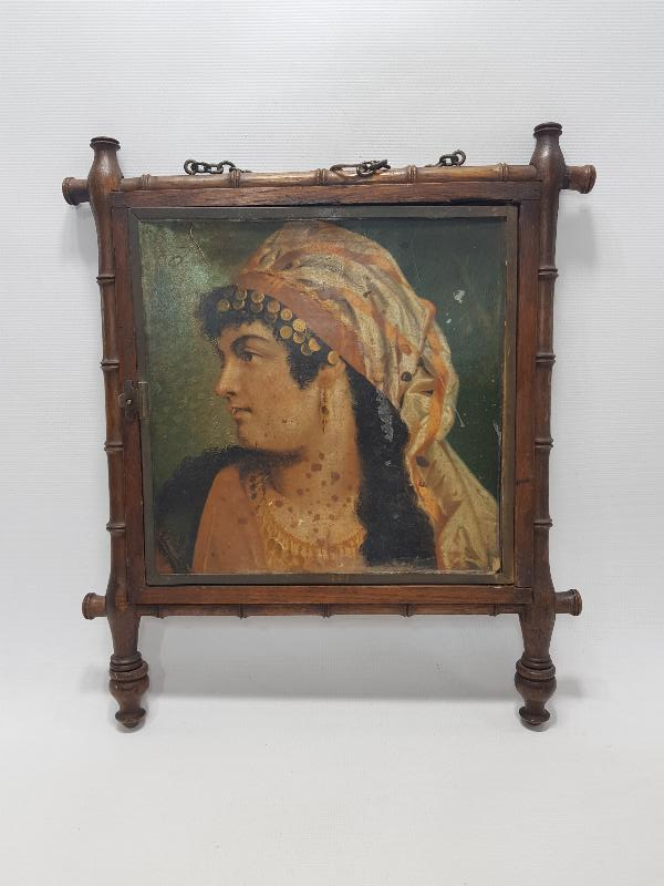 OSMANLI DÖNEMİ KADIN RESİMLERİYLE SÜSLÜ AHŞAP AYNA