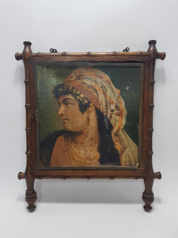 OSMANLI DÖNEMİ KADIN RESİMLERİYLE SÜSLÜ AHŞAP AYNA