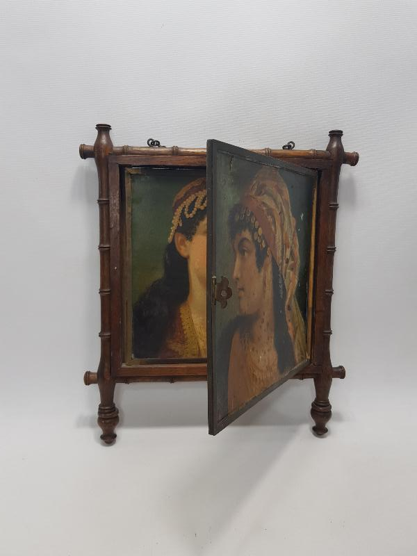 OSMANLI DÖNEMİ KADIN RESİMLERİYLE SÜSLÜ AHŞAP AYNA