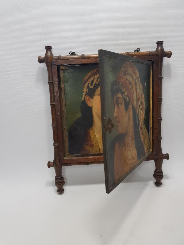 OSMANLI DÖNEMİ KADIN RESİMLERİYLE SÜSLÜ AHŞAP AYNA