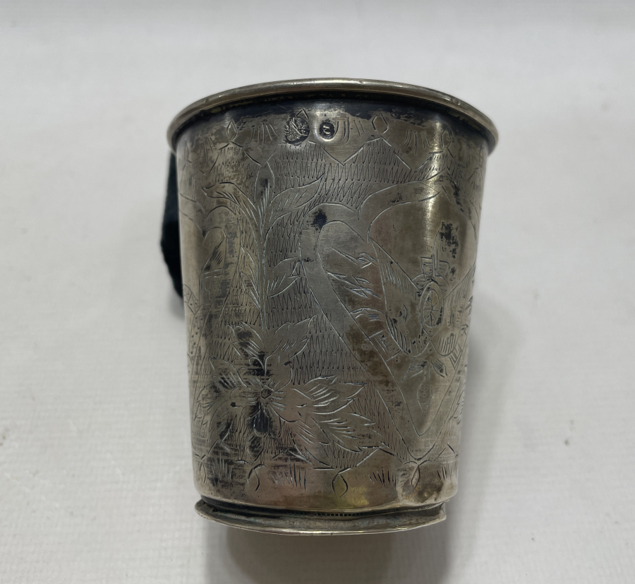 OSMANLI DÖNEMİ ÜZERİ DEVLET ARMALI VE TUĞRALI GÜMÜŞ SU BARDAĞI