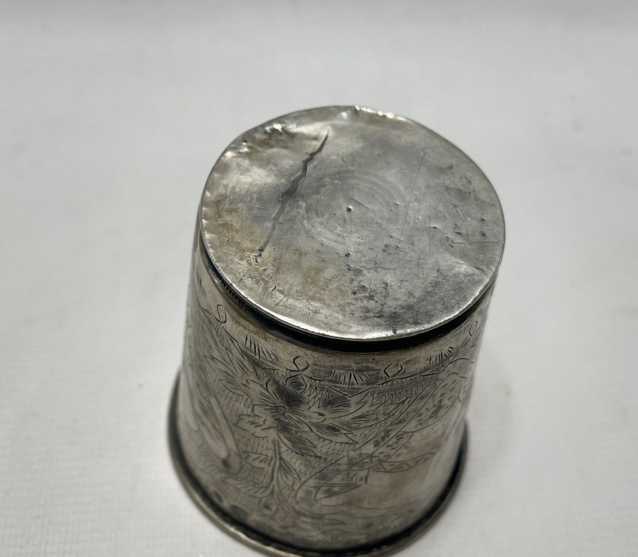 OSMANLI DÖNEMİ ÜZERİ DEVLET ARMALI VE TUĞRALI GÜMÜŞ SU BARDAĞI