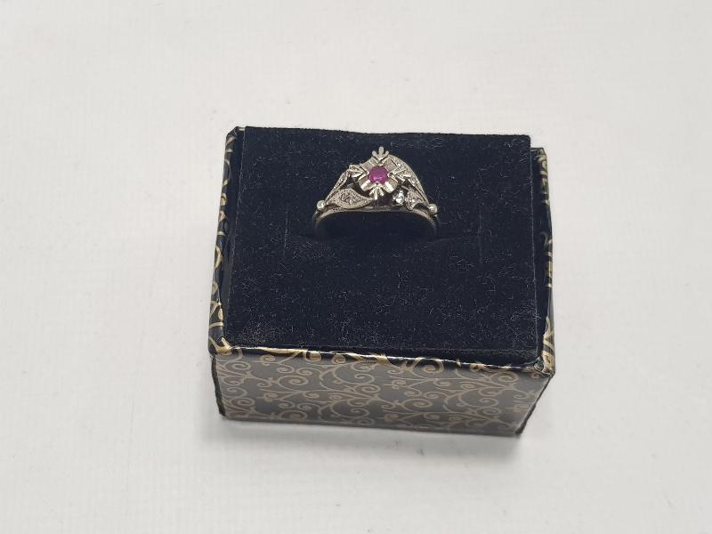 ANTİKA YAKUT VE PIRLANTA TAŞLI YÜZÜK