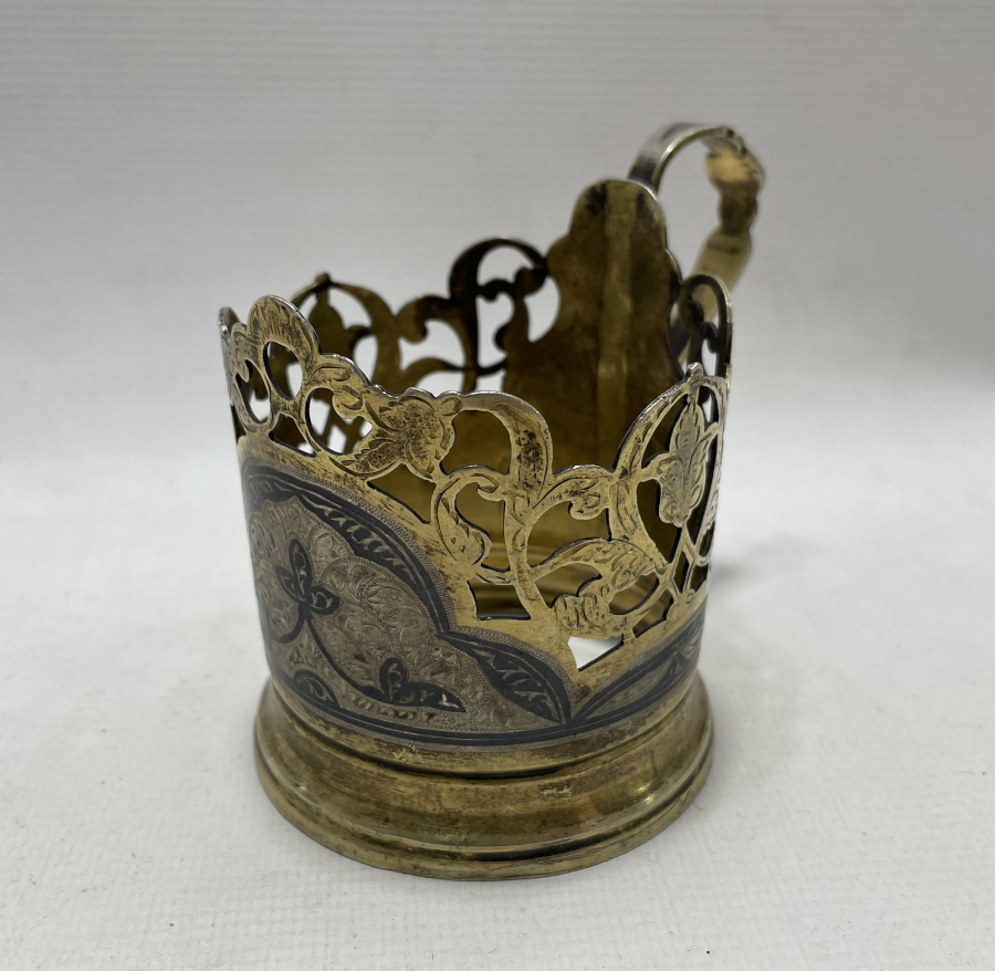 ÜZERİ SAVATLI VE ALTIN VERMEYLİ OSMANLI DÖNEMİ BARDAK ZARFI