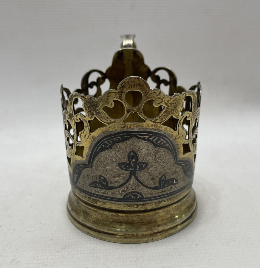 ÜZERİ SAVATLI VE ALTIN VERMEYLİ OSMANLI DÖNEMİ BARDAK ZARFI