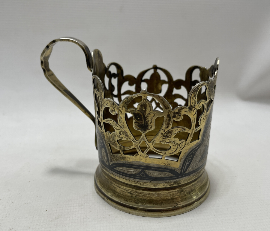 ÜZERİ SAVATLI VE ALTIN VERMEYLİ OSMANLI DÖNEMİ BARDAK ZARFI