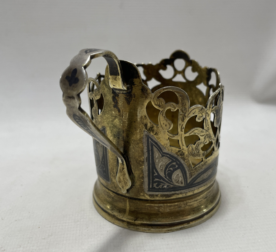 ÜZERİ SAVATLI VE ALTIN VERMEYLİ OSMANLI DÖNEMİ BARDAK ZARFI