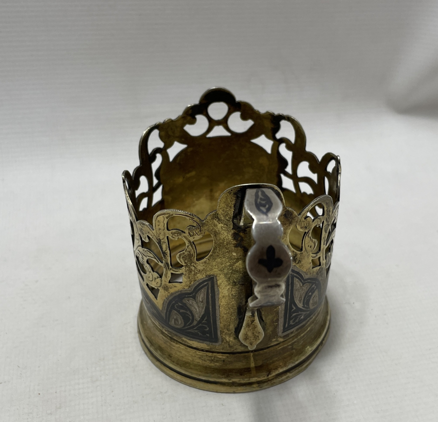 ÜZERİ SAVATLI VE ALTIN VERMEYLİ OSMANLI DÖNEMİ BARDAK ZARFI