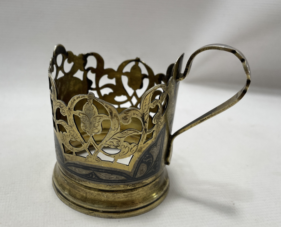 ÜZERİ SAVATLI VE ALTIN VERMEYLİ OSMANLI DÖNEMİ BARDAK ZARFI