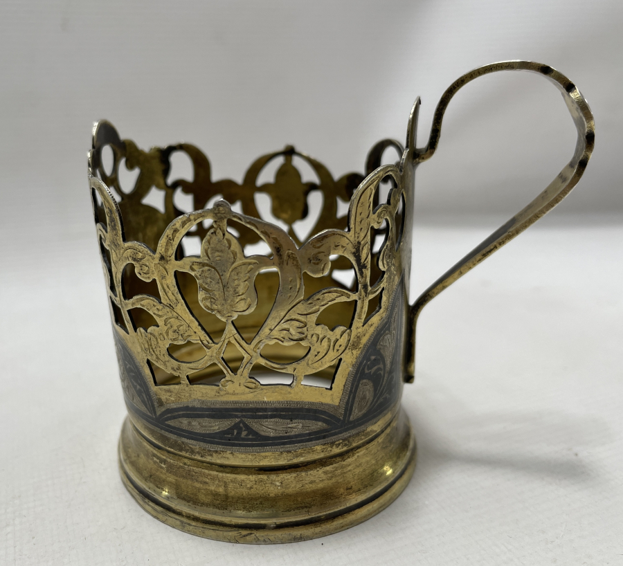 ÜZERİ SAVATLI VE ALTIN VERMEYLİ OSMANLI DÖNEMİ BARDAK ZARFI