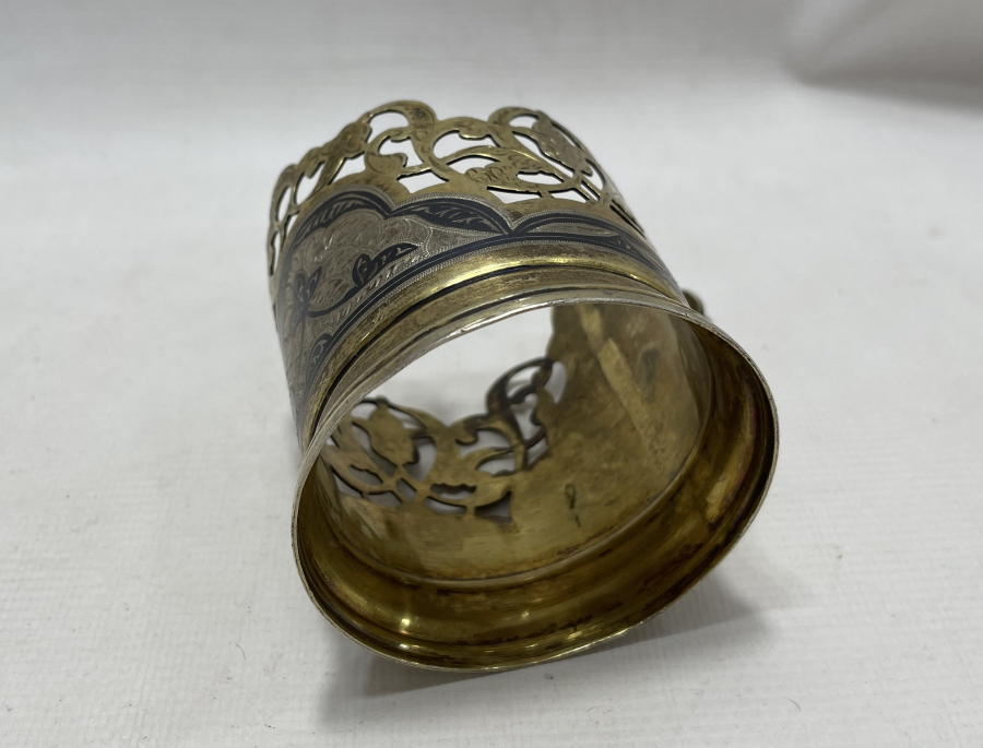 ÜZERİ SAVATLI VE ALTIN VERMEYLİ OSMANLI DÖNEMİ BARDAK ZARFI