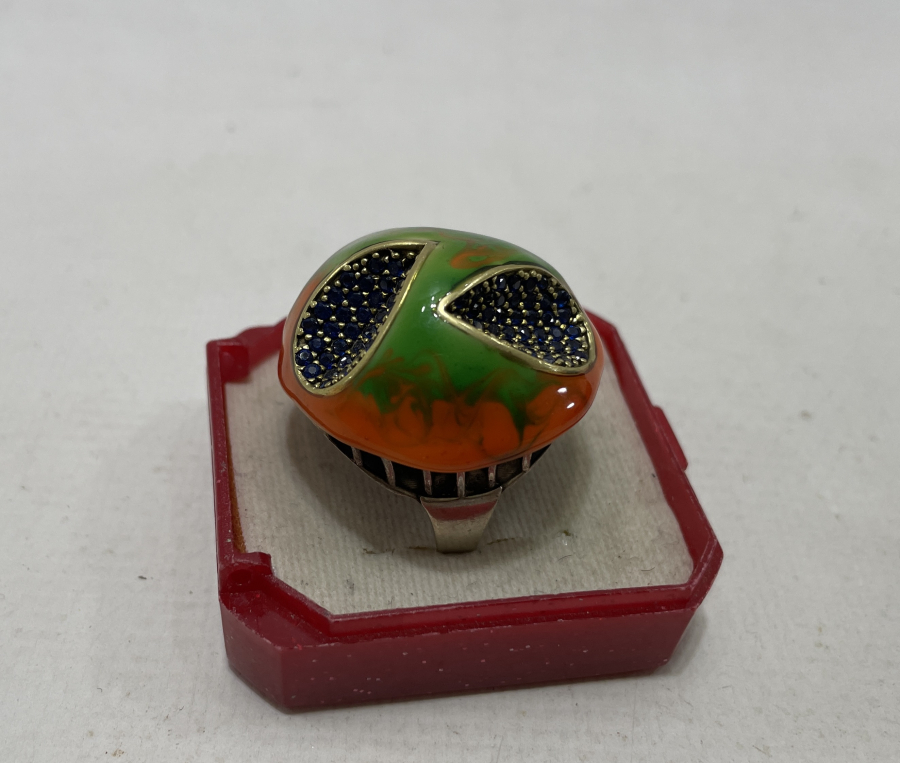 ÜZERİ MİNE İŞÇİLİKLİ ÖZEL YAPIM BÜYÜK BOY YÜZÜK