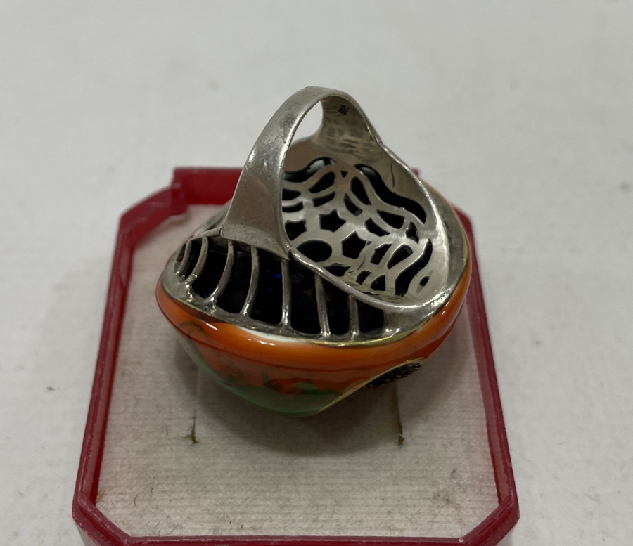 ÜZERİ MİNE İŞÇİLİKLİ ÖZEL YAPIM BÜYÜK BOY YÜZÜK