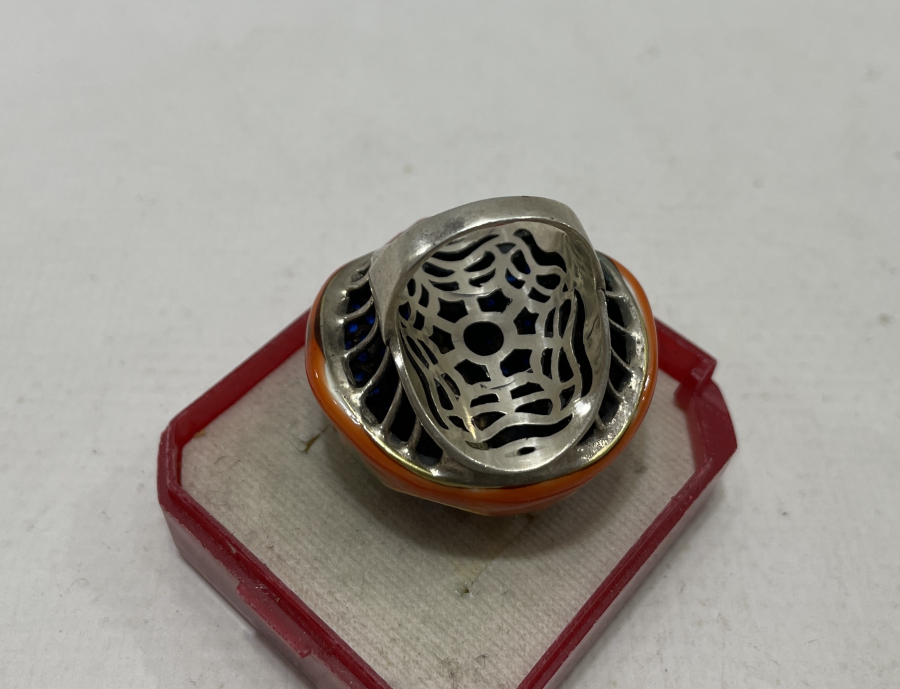 ÜZERİ MİNE İŞÇİLİKLİ ÖZEL YAPIM BÜYÜK BOY YÜZÜK