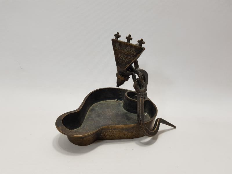 1864 TARİHLİ HIRİSTİYAN İŞİ BRONZ KANDİL 