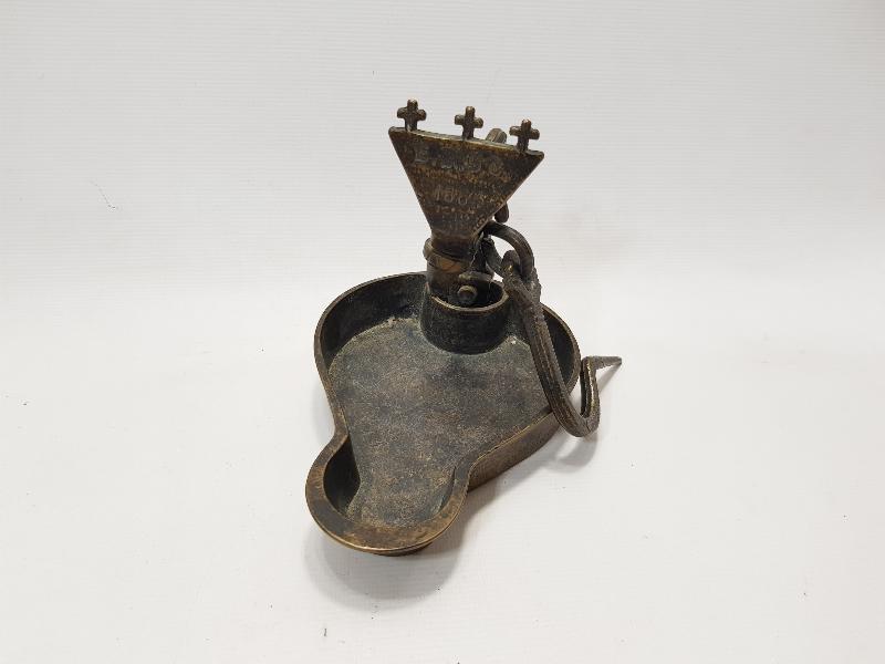 1864 TARİHLİ HIRİSTİYAN İŞİ BRONZ KANDİL 