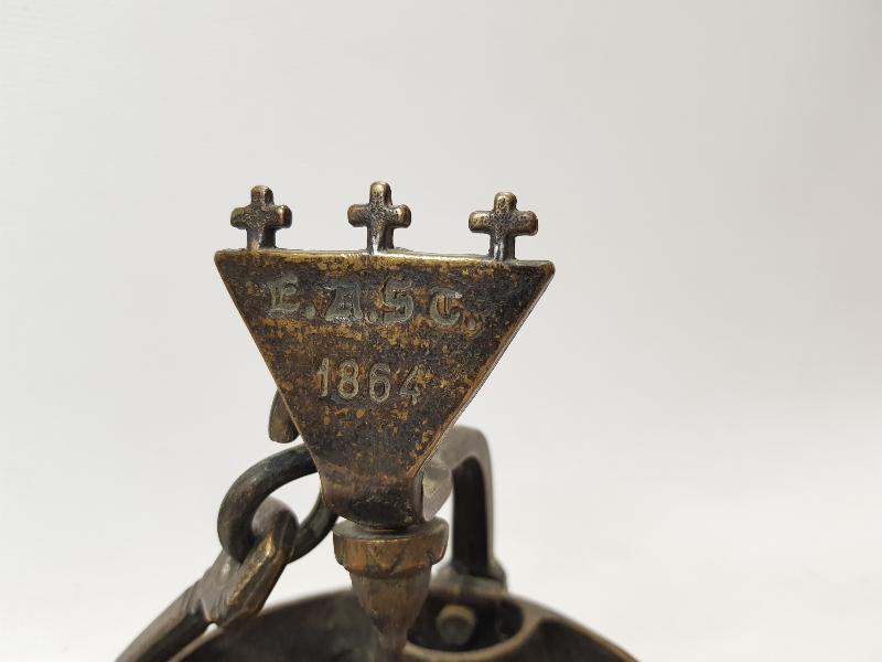 1864 TARİHLİ HIRİSTİYAN İŞİ BRONZ KANDİL 