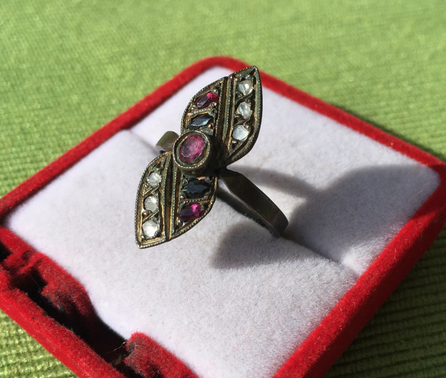 ELMAS VE YAKUT TAŞLI ANTİKA YÜZÜK