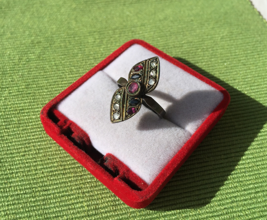 ELMAS VE YAKUT TAŞLI ANTİKA YÜZÜK