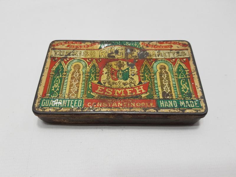 OSMANLI DEVLET ARMALI ESMEH MARKA TENEKE SİGARA KUTUSU 