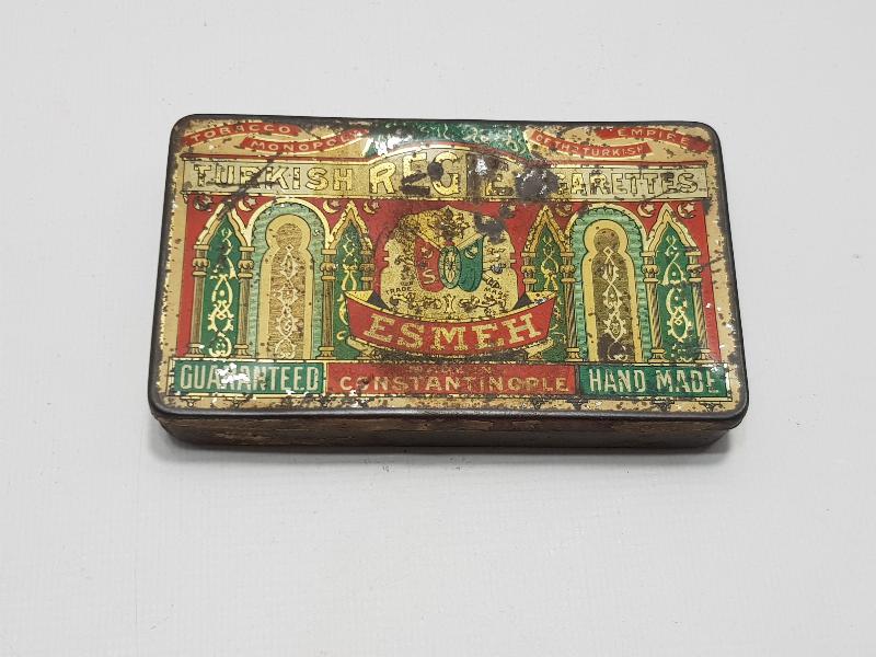 OSMANLI DEVLET ARMALI ESMEH MARKA TENEKE SİGARA KUTUSU 