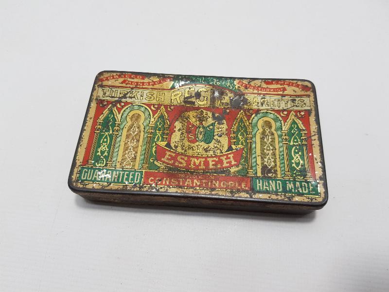 OSMANLI DEVLET ARMALI ESMEH MARKA TENEKE SİGARA KUTUSU 
