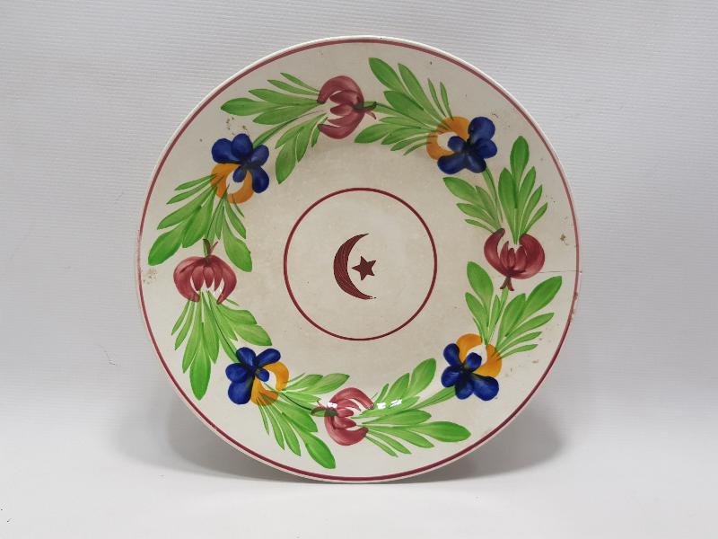 OSMANLI DÖNEMİ AY YILDIZLI PORSELEN TABAK 