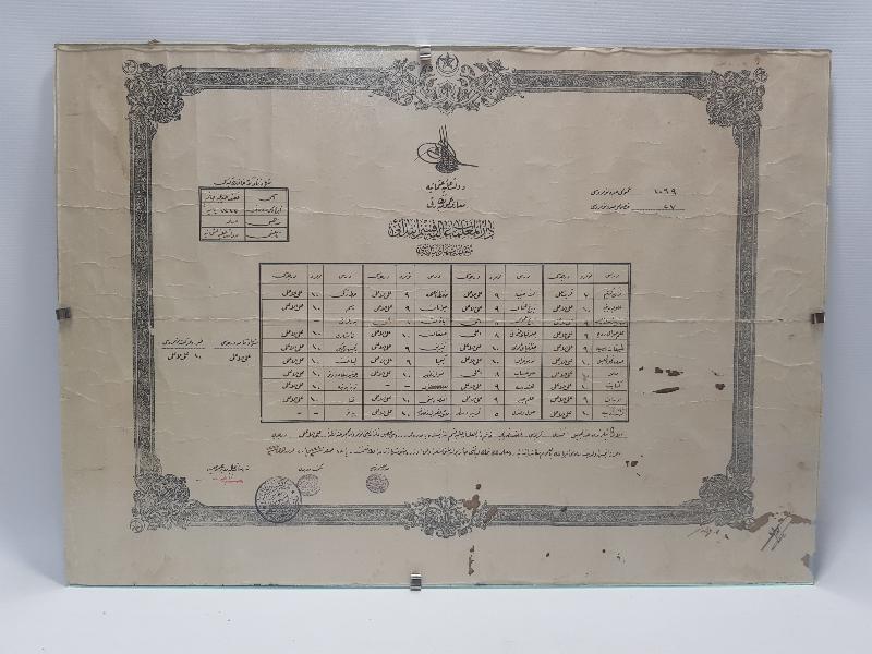 OSMANLI DÖNEMİ BAYAN ÖĞRETMEN DİPLOMASI 