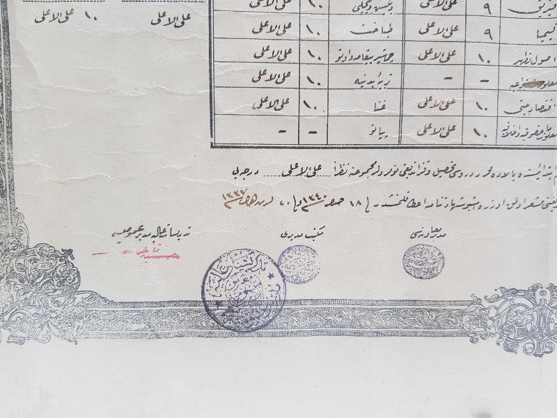 OSMANLI DÖNEMİ BAYAN ÖĞRETMEN DİPLOMASI 