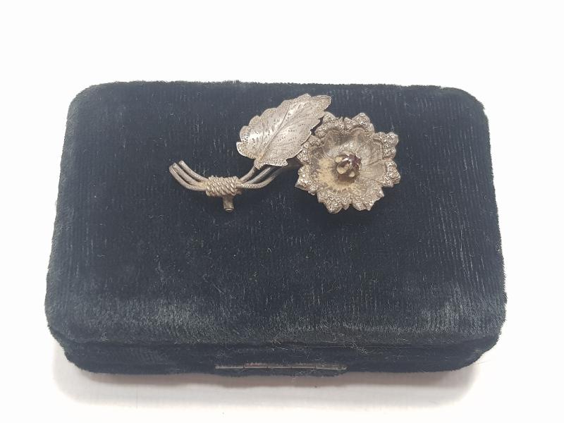 OSMANLI DÖNEMİ LAL TAŞLI GÜMÜŞ BROŞ 