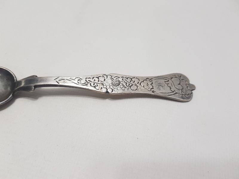 OSMANLI TUĞRALI VE SAH DAMGALI MK İNİSİYALLİ GÜMÜŞ TATLI KAŞIĞI