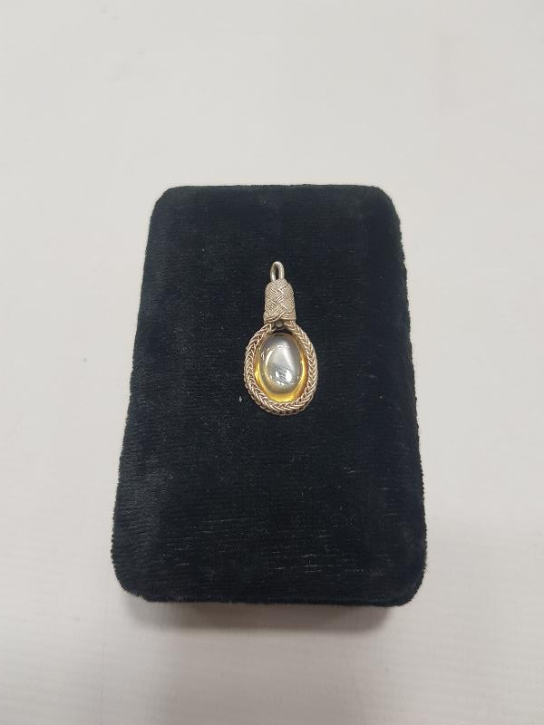 SİTRİN TAŞLI GÜMÜŞ KAZAZ KOLYE UCU