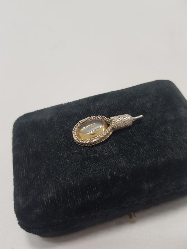 SİTRİN TAŞLI GÜMÜŞ KAZAZ KOLYE UCU