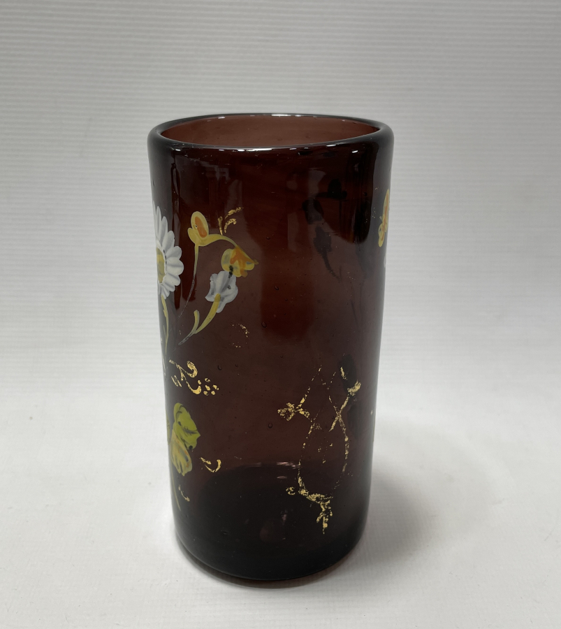 OSMANLI DÖNEMİ KOPARMA İŞÇİLİKLİ VE EL BOYAMA ŞERBET BARDAĞI