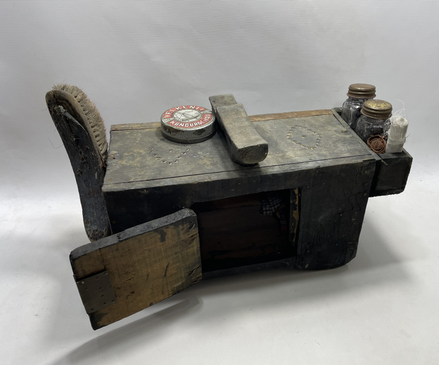 ÜZERİ BONCUK İŞLİ ANTİKA AYAKKABI BOYACI SANDIĞI