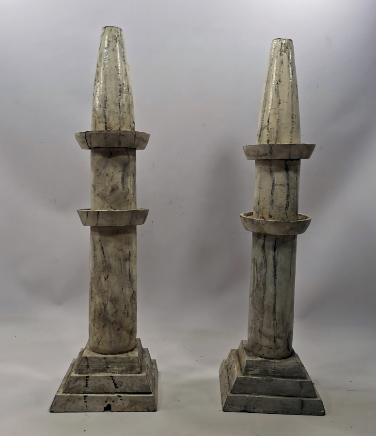 OSMANLI DÖNEMİ BÜYÜK BOY 2 ADET TEKKE İŞİ AHŞAP MİNARE FİGÜRÜ