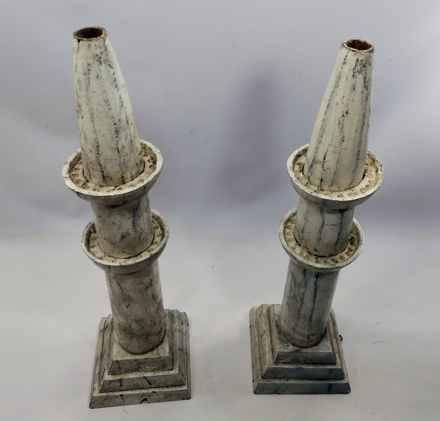 OSMANLI DÖNEMİ BÜYÜK BOY 2 ADET TEKKE İŞİ AHŞAP MİNARE FİGÜRÜ