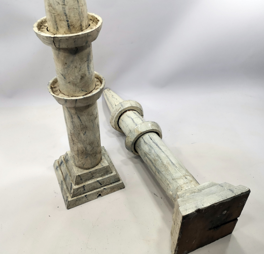 OSMANLI DÖNEMİ BÜYÜK BOY 2 ADET TEKKE İŞİ AHŞAP MİNARE FİGÜRÜ