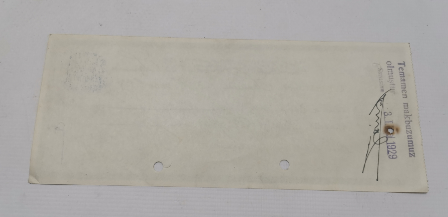 OSMANLICA YAZILI VE ATATÜRK RESİMLİ 300 ALTINLIK ÇEK