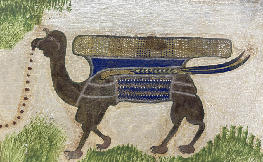 HAZRETİ ALİ'NİN KENDİ CENAZESİNİ TAŞIMASI KONULU ÇOK NADİR EL BOYAMA TEKKE İŞİ PANO