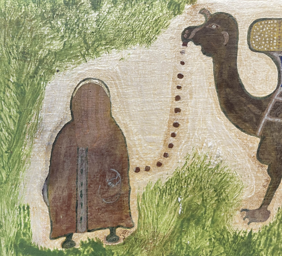 HAZRETİ ALİ'NİN KENDİ CENAZESİNİ TAŞIMASI KONULU ÇOK NADİR EL BOYAMA TEKKE İŞİ PANO