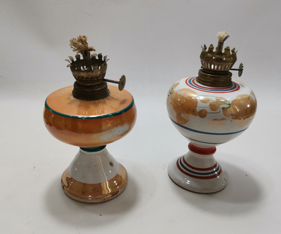 2 ADET ANTİKA PORSELEN GAZ LAMBASI