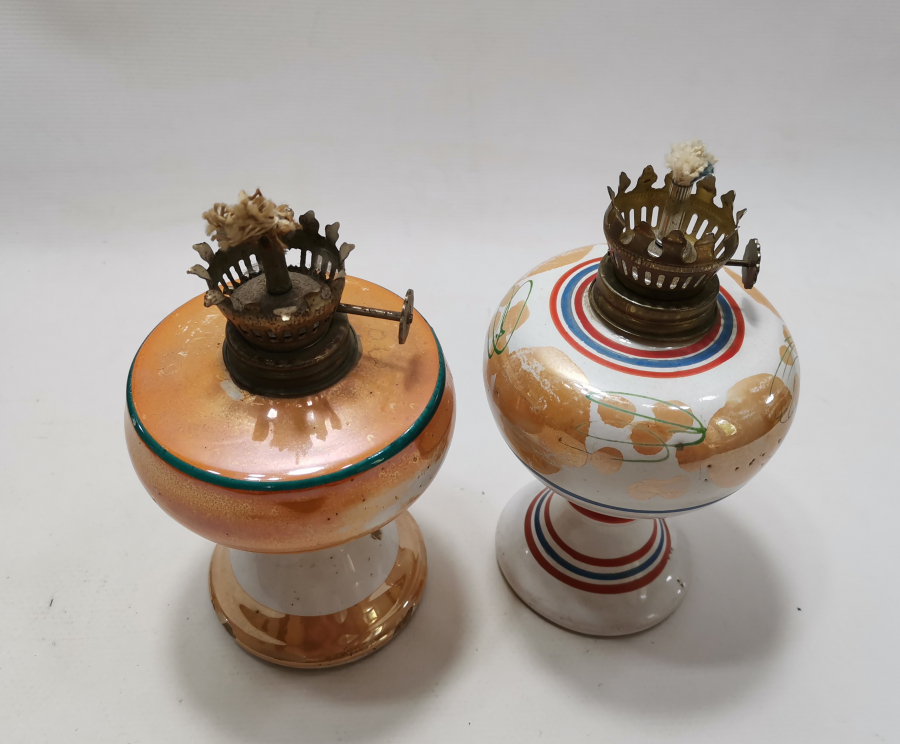 2 ADET ANTİKA PORSELEN GAZ LAMBASI