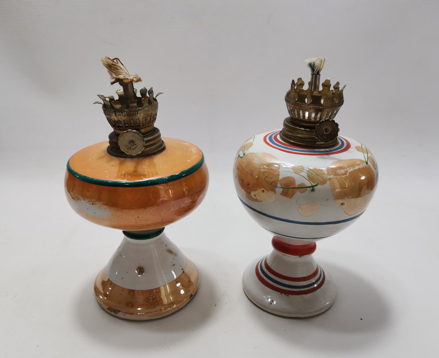 2 ADET ANTİKA PORSELEN GAZ LAMBASI