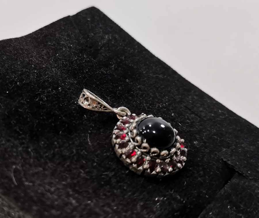 AKİK TAŞLI GÜMÜŞ KOLYE UCU