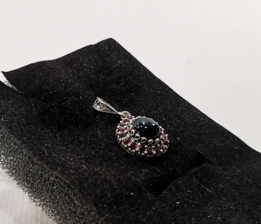 AKİK TAŞLI GÜMÜŞ KOLYE UCU